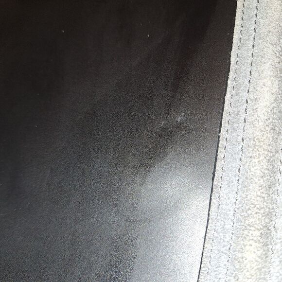 Alberta Di Canio Satchel Made in Italy Black Leather Purse with Gray Suede Trim - Picture 7 of 16